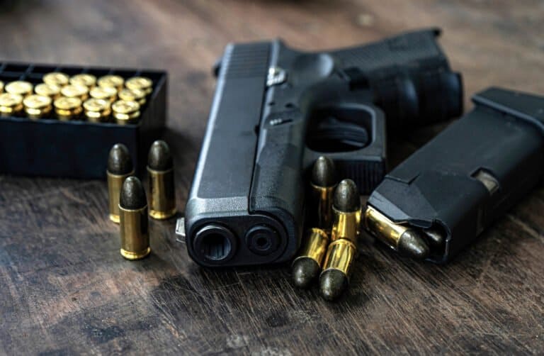 A gun with ammunition to illustrate Alec Baldwin's acquittal in the Rust shooting case